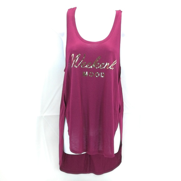 Popular Sports Women's Wine "Weekend Mood" Tank Top Size M - Picture 1 of 3